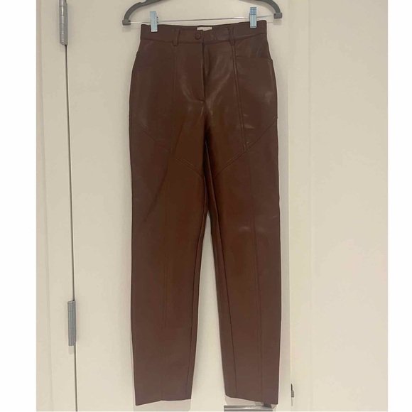 Artizia Wilfred Rebel Brown Vegan Leather Pants - Picture 3 of 5